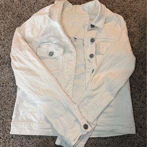 Kut from the Kloth Cropped White Jean Jacket - Medium